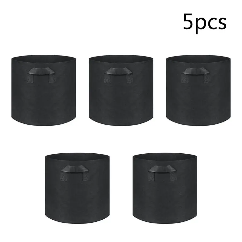 Садовые мешки для растений/5-Packs 5 галлонов мешки для выращивания/аэрации ткани горшки/ручки(черный