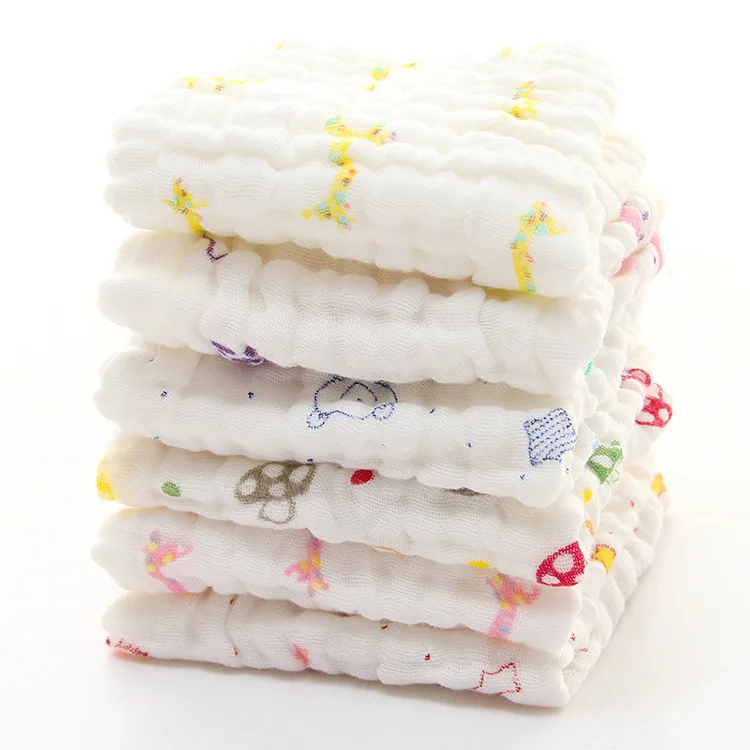 Printed Washing Gauze Bibs Wholesale Six-layer Gauze Baby Face Wash Kerchief Newborns Handkerchief Feeding Towel