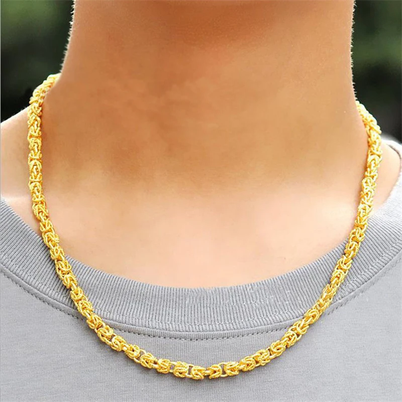 Chain Necklace Fashion 24k Gold Color 
