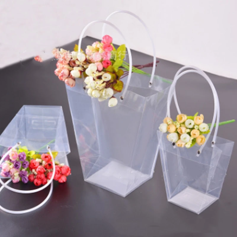 

2019 new sale gift Flower packing box transparent trapezoid flower carrier bag rose plastic PVC bouquet packing succulent plant