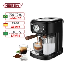 

HiBREW Fully Automatic Espresso Cappuccino Latte 19Bar 3 in 1 Coffee Machine Automatic hot milk froth ESE pod&Ground Coffee H8A