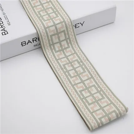 Qgvish 25 м/рулон 7 см широкая жаккардовая лента пояс DIY для дивана костюмы занавески планки Вышивка Кружева отделка материал домашний декор - Цвет: Светло-зеленый
