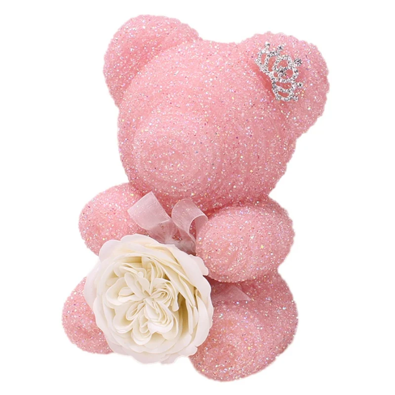 1 Crystal Diamond Rose Bear Birthday Wedding Party Gifts Crystal Diamond Rose Bear With Immortal Flower Romantic Valentine Gift - Цвет: C