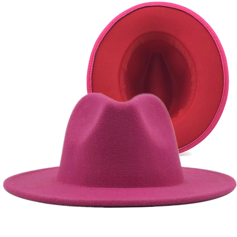 hotpink green bottom fedoras wide brim hat Panama felt hat for male jazz hat church top cap women hats  for men шляпа женская red fedora hat