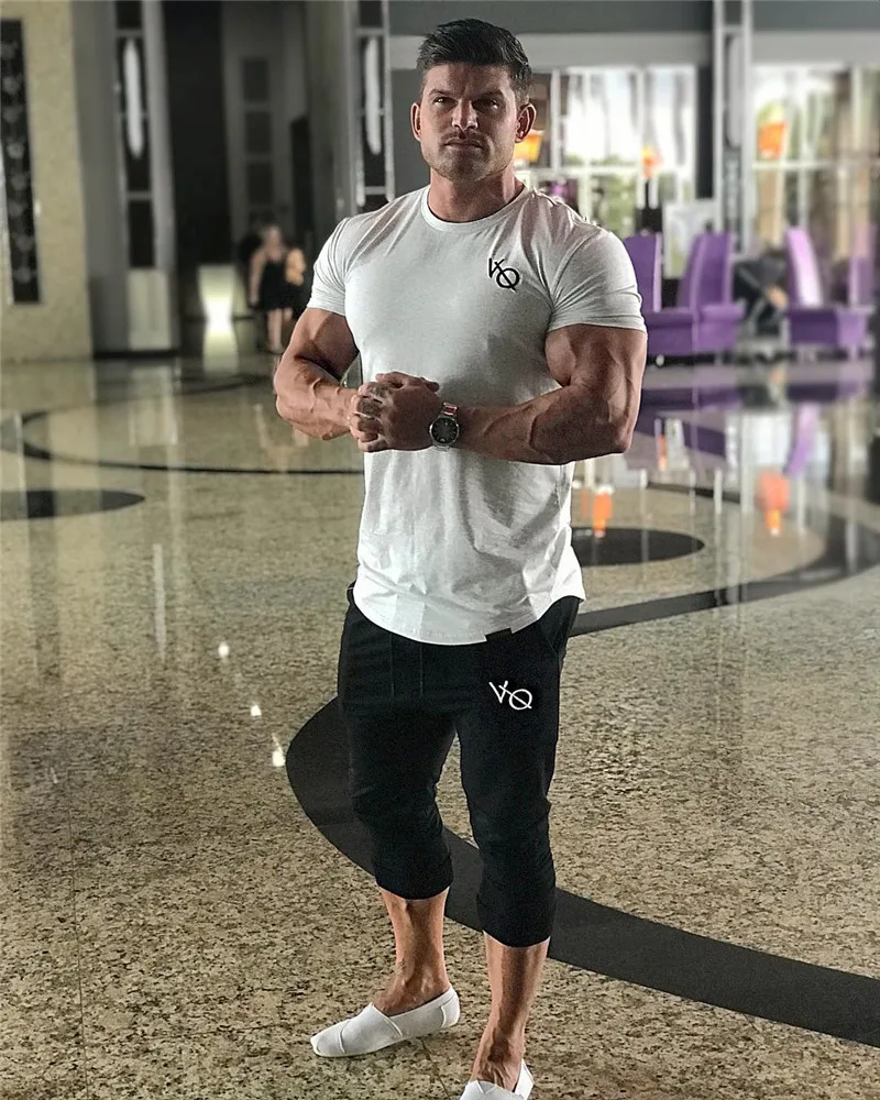Muscle Dr. Brothers, летняя мода, Европа и Америка, мужская спортивная футболка для отдыха, облегающая, для фитнеса, бега, тренировок, с коротким рукавом