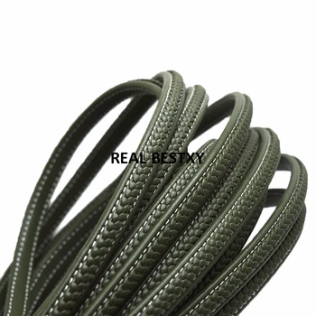 

5m/lot approx 8*5mm hunter Flat braided Leather Cord Beading Cord Rope String For Jewelry Making Necklace Bracelet leather cords