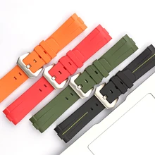 

24mm curved Pin Buckle Rubber Strap Men and Women Accessories For Panerai Waterproof Strap PAM441 312 359 111 438 Watchbands
