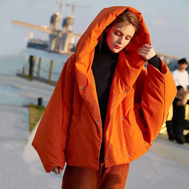 alto Oblea Entretener Chaqueta de plumón para mujer, parka holgada, esponjosa, naranja y rojo, de  manga larga con capucha, abrigo cálido de invierno, F2531 - AliExpress Ropa  de mujer