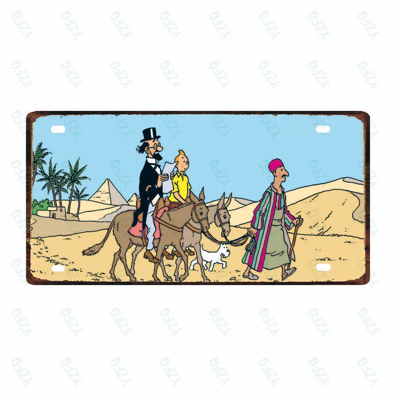 30X15 см Tintin мультфильм номерной знак фильм Винтаж металлический знак для настенного искусства Детская комната магазин Кино Домашний декор 30X15 см DC-0001A - Color: DC-0002
