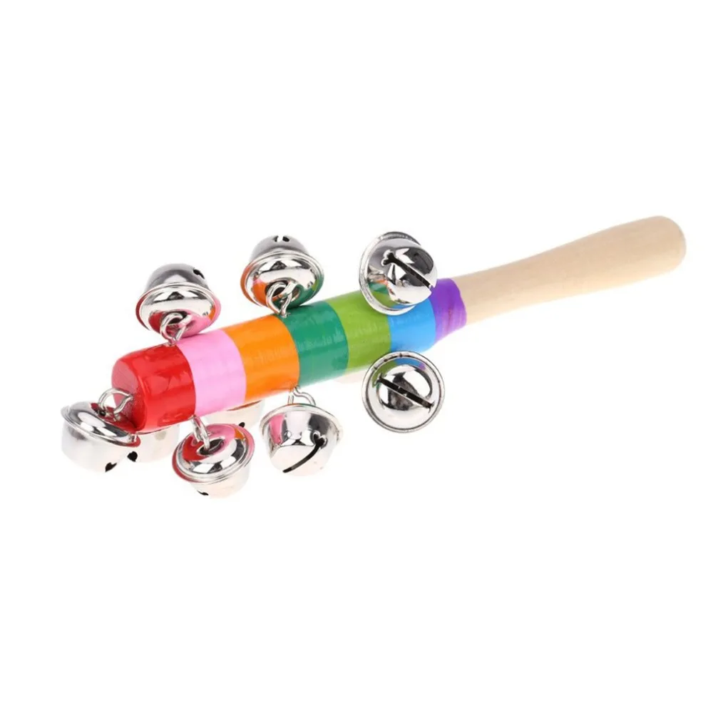 Красочная Радужная ручная палочка с колокольчиком деревянная перкуссия музыкальная игрушка для KTV Вечерние игры для детей