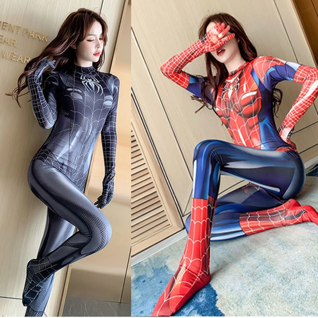  Spider Women Costume Bodysuit Adult with Mask and  Lenses,Halloween Superhero Girl Cosplay Catsuit Jumpsuit Romper (XL,Black)  : Clothing, Shoes & Jewelry