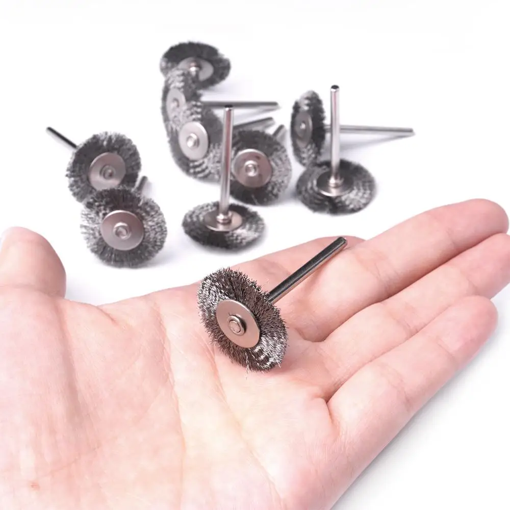 20pcs/set 25mm Steel Wire Wheel Brush For Mini Drill Rotary Tool Metal Rust Removal Dremel Polishing Accessories