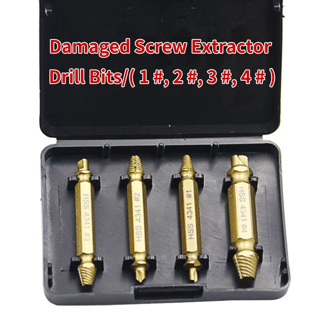 Broken Bolt Stud Removal Tool 4pcs 4341Titanium Plating Double Side Drill Out Damaged Screw Extractor Out Remover Handy Tool