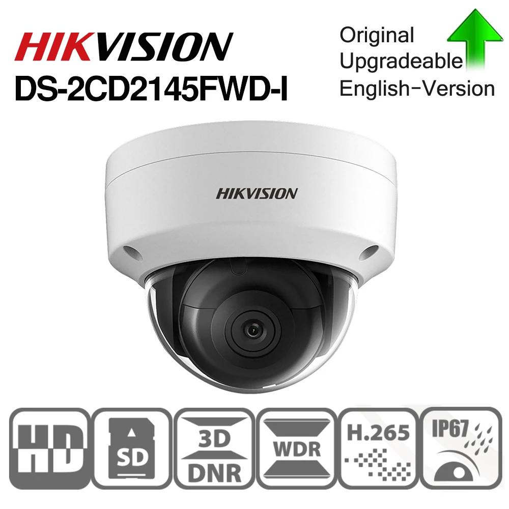 Предпродажа Hikvision DS-2CD2145FWD-I IR Сетевая купольная PoE камера видео безопасности 4MP 30M IR IP67 IK10 H.265+ слот для sd-карты 10 шт./партия