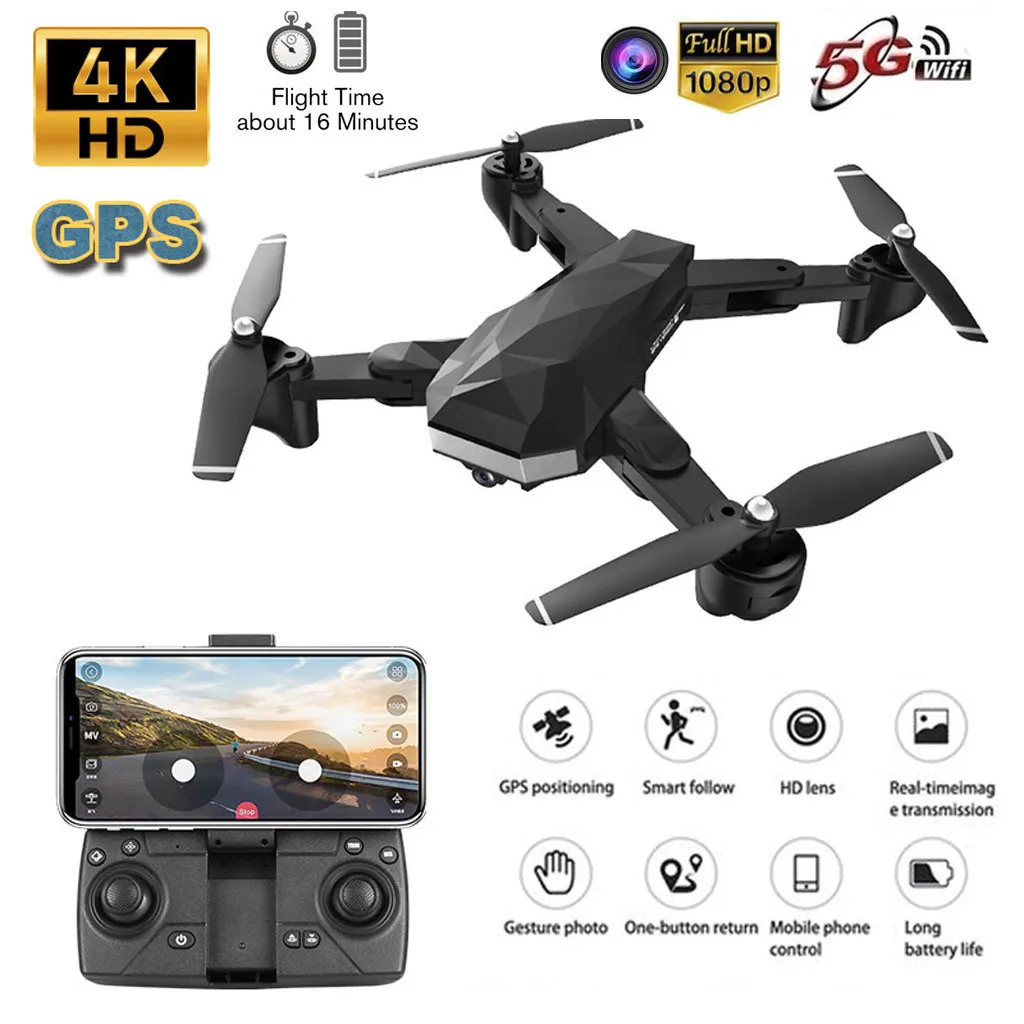 Складной Радиоуправляемый Дрон с 4K HD камерой 5G wifi FPV Радиоуправляемый вертолет воздушный четырехосевой самолет оптический поток после двойной камеры Дрон