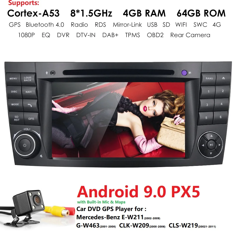 PX5 ips 4G 64G Android 9 0 2 din Автомобильный dvd-плеер для Mercedes Benz e-класс W211 E200 E220 E300 E350 E240 E270 E280