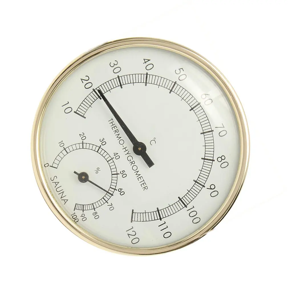 Sauna Thermometer Metal Dial Hygrometer Humidity Temperature Measurement Meter Indoor Room Accessory