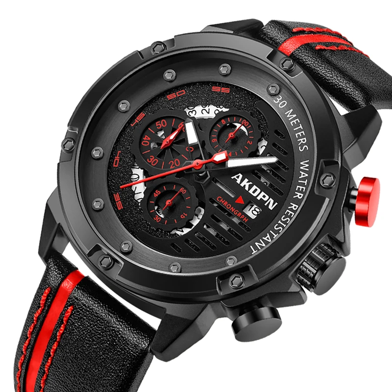 

Mens Watches Top Brand Luxury Waterproof 24 hour Date Quartz Watch Man Leather Sport Wrist Watch Men Waterproof Clock
