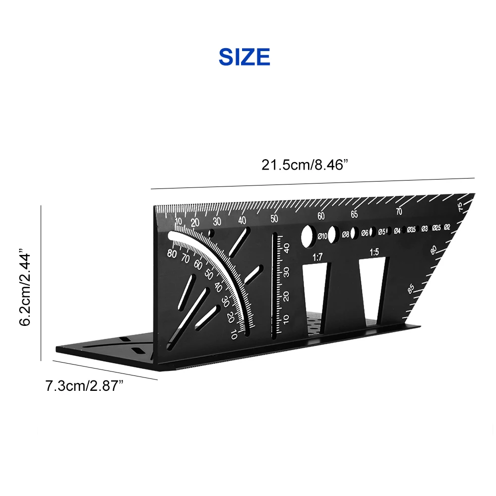 Многофункциональная угловая линейка 45 90 градусов Алюминиевый сплав Точная деревообрабатывающая квадратная угловая линейка маркировочный прибор плотник инструмент