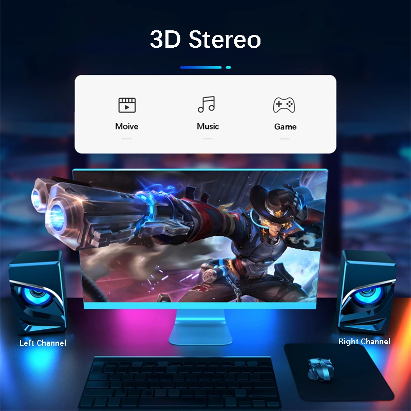 Игровая Колонка для ПК 2 0 каналов стерео настольного компьютера звуковая панель