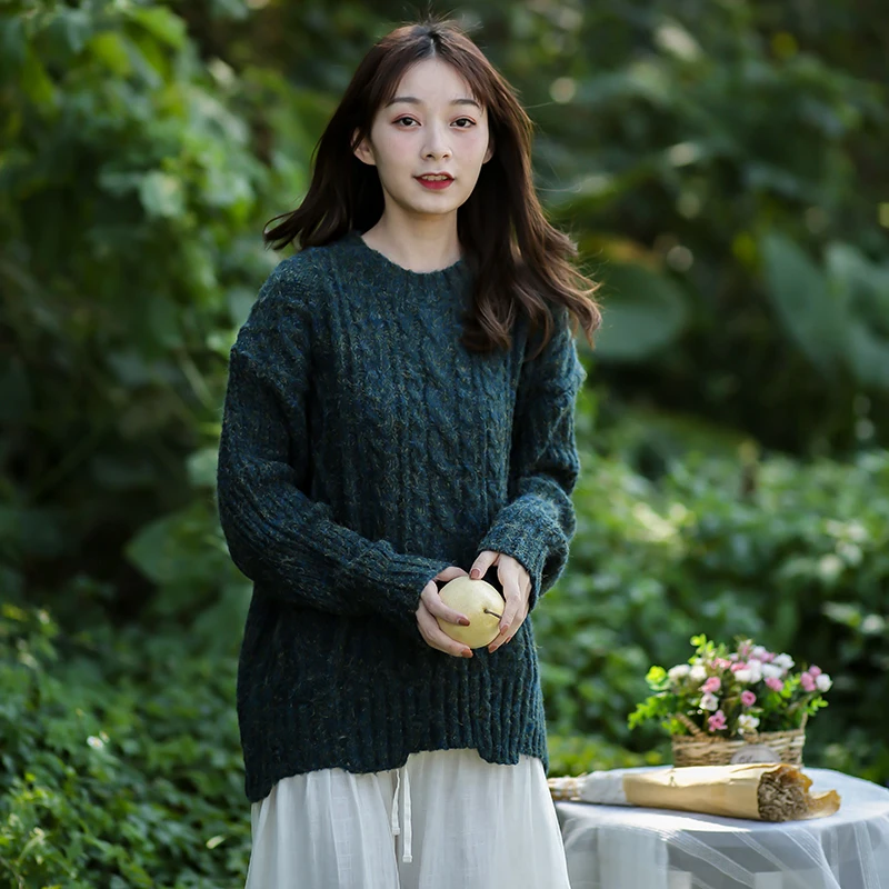 Autumn Winter Pullover Thick Thread Knitwear Women's Irregular Hem Casual Sweater Women's Loose and Soft Cashmere O-Neck Short Autumn Winter Pullover Thick Thread Knitwear Women's Irregular Hem Casual Sweater Women's Loose and Soft Cashmere O-Neck Short