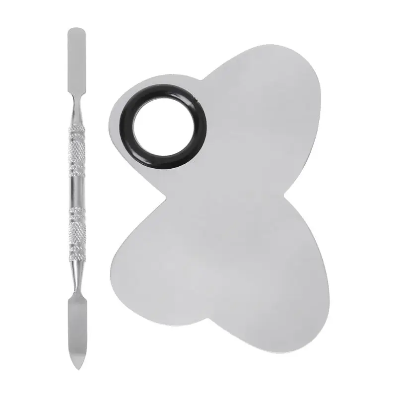 Stainless Steel Paint Palette Tray Mixing Rod Spatula Set For Nail Art Supply School Supplies Watercolor Oil Painting Makeup - Цвет: 04