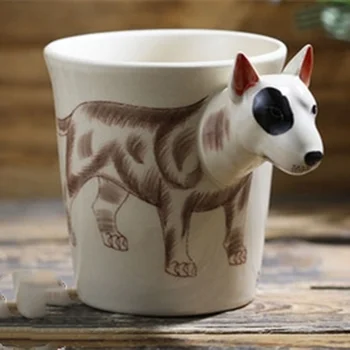 

200ML Ceramic Mug Bull Terrier Ceramic Cup Coffee Cup 3D Cartoon Cup Stereo Cup Office Household Korean Style China Hand-Painted