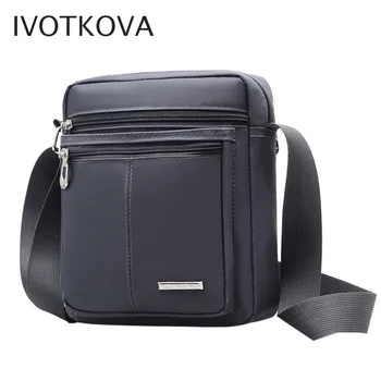 

IVOTKOVA Men Shoulder Bag Men's Nylon Messenger Bag Boy Coffee Middle Size Handbags Tote Natural Skin Men Briefcase