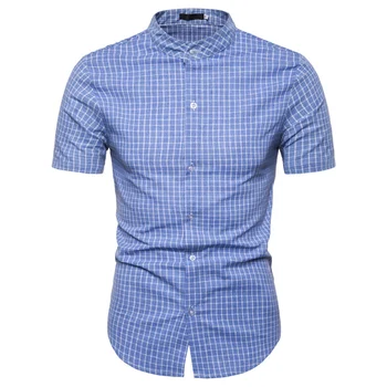 

NEGIZBER 2020 New Summer Fashion Tops Cotton Linen Shirts Men Casual Striped Short Sleeve Single Breasted Shirt Men