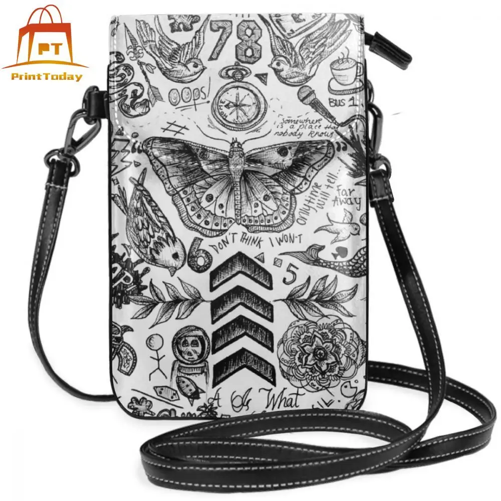 

One Direction Shoulder Bag One Direction Tattoos Leather Bag High quality Trending Women Bags Multifunction Slim Print Purse