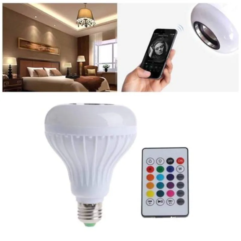 

Bluetooth Light Bulb Speaker Smart LED Lamp Bulbs E27 Music Playing Dimmable Wireless Colorful RGB With 24 Keys Remote Control