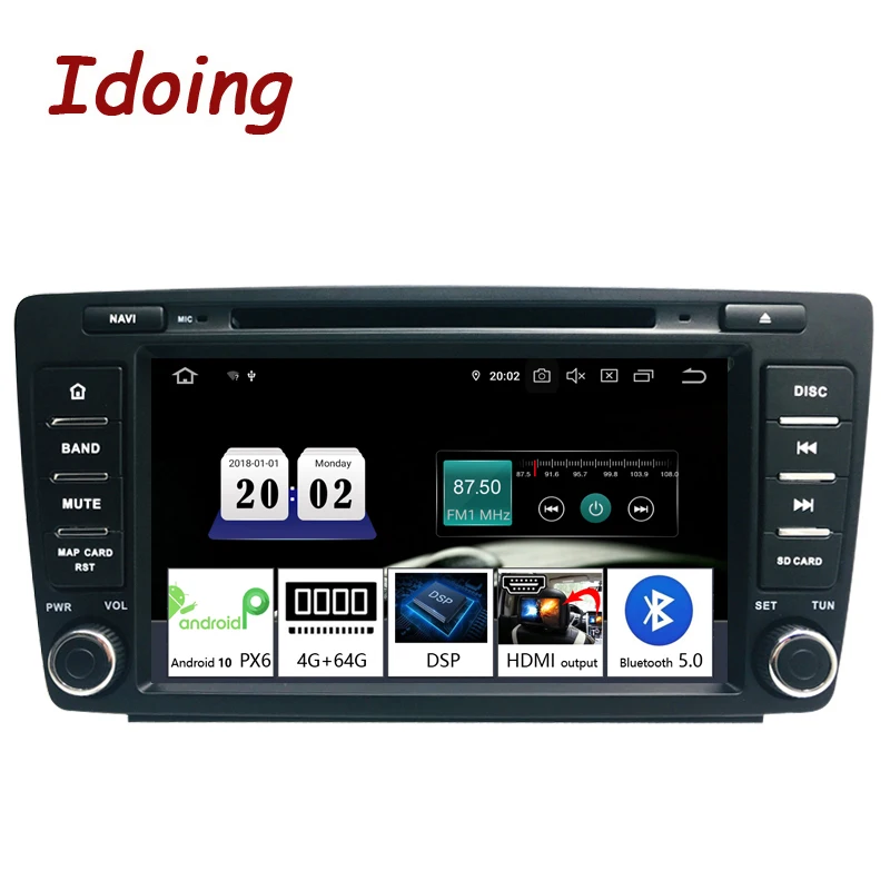 Idoing Android10 4G + 64G Core 2Din DVD для Skoda Octavia 2 A5 2008 2013 автомобильный Радио Мультимедийный