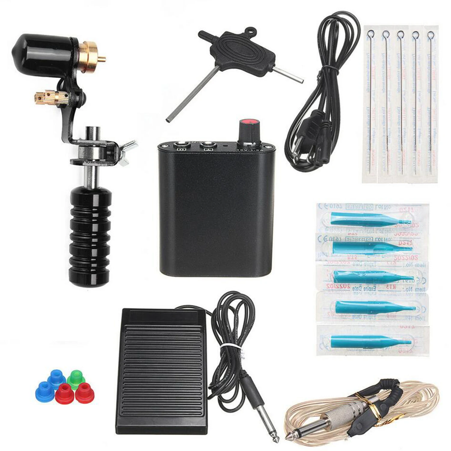 

Tattoo-Machine Set Beginner's Tool Kit 5 Sterile Tattoo Needles with Foot Switch Tatto Power Supply 110V High-grade Motor Set