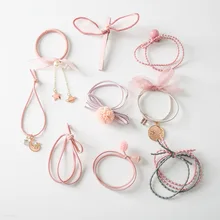 Летний стильный комплект в Корейском стиле, Универсальная повязка для волос, 9 шт., Wang Sha Dai, для завязывания волос, повязка на голову, аксессуары для волос