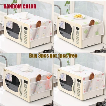 

Microwave Oven Cover Kitchen Oil Dust Waterproof Double Pockets Kitchen Accessories Supplies Random Color
