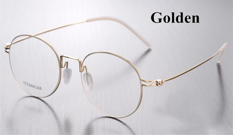 Легкие титановые очки большой круг круглые очки оправа для мужчин и женщин Оптические очки по рецепту oculos de grau - Цвет оправы: Golden