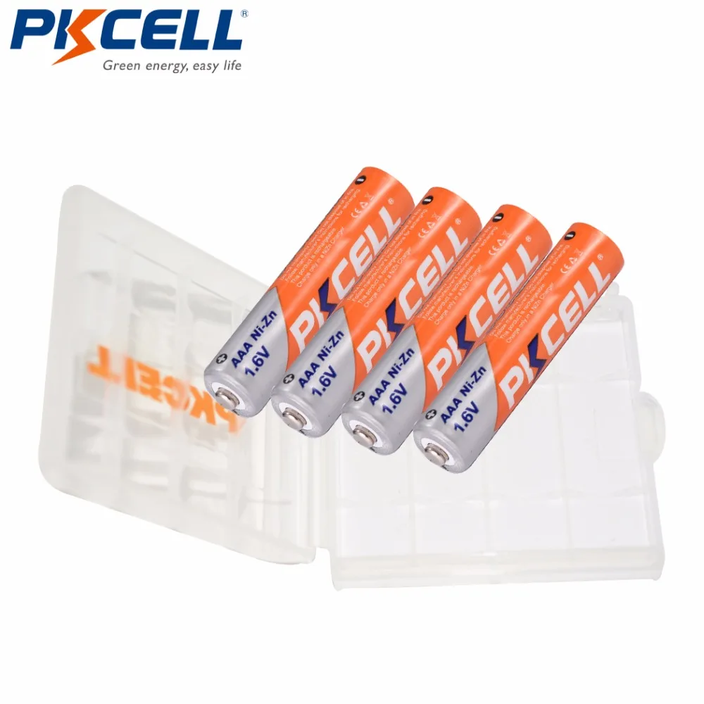 4 шт. PKCELL AAA батарея 900mWh 1 6 V Ni Zn перезаряжаемые батареи nizn + чехол для AA AAA|battery