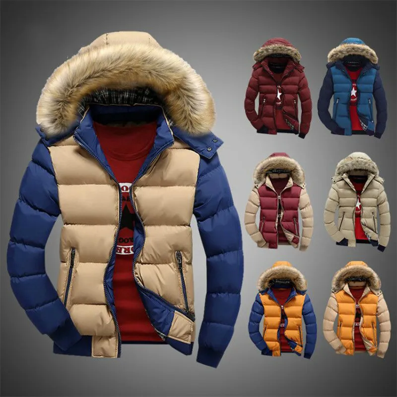 

Mens Coats With Fur Hooded 2019 Winter Fleece Jackets Men Slim Thicken Outwear Warm Coat Top Brand Clothing Casual Men's Jackets