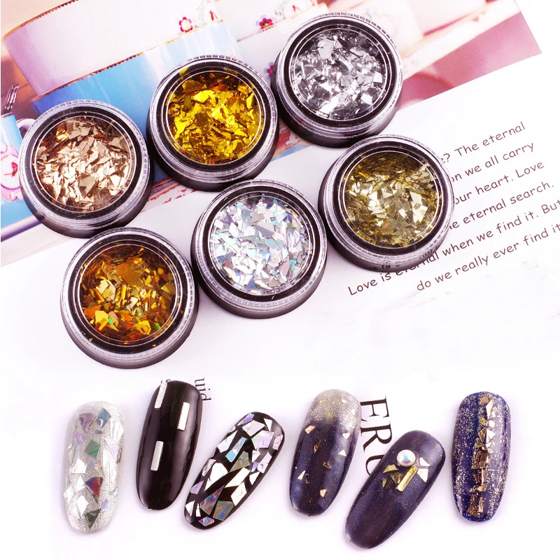 

New 1pc Laser Nail Glitter Sequins 3D Mixed Popular Designs Holographic Nails Pailette Manicure Nail Art Decor