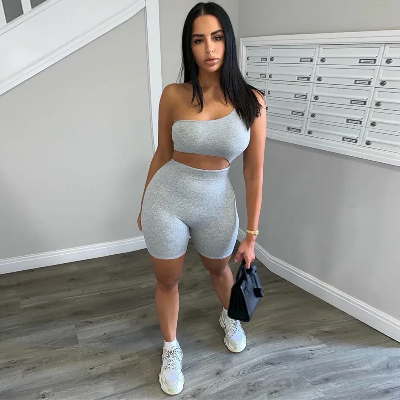 Mono ajustado de cintura alta para mujer, ropa de calle, conjunto Sexy de un hombro