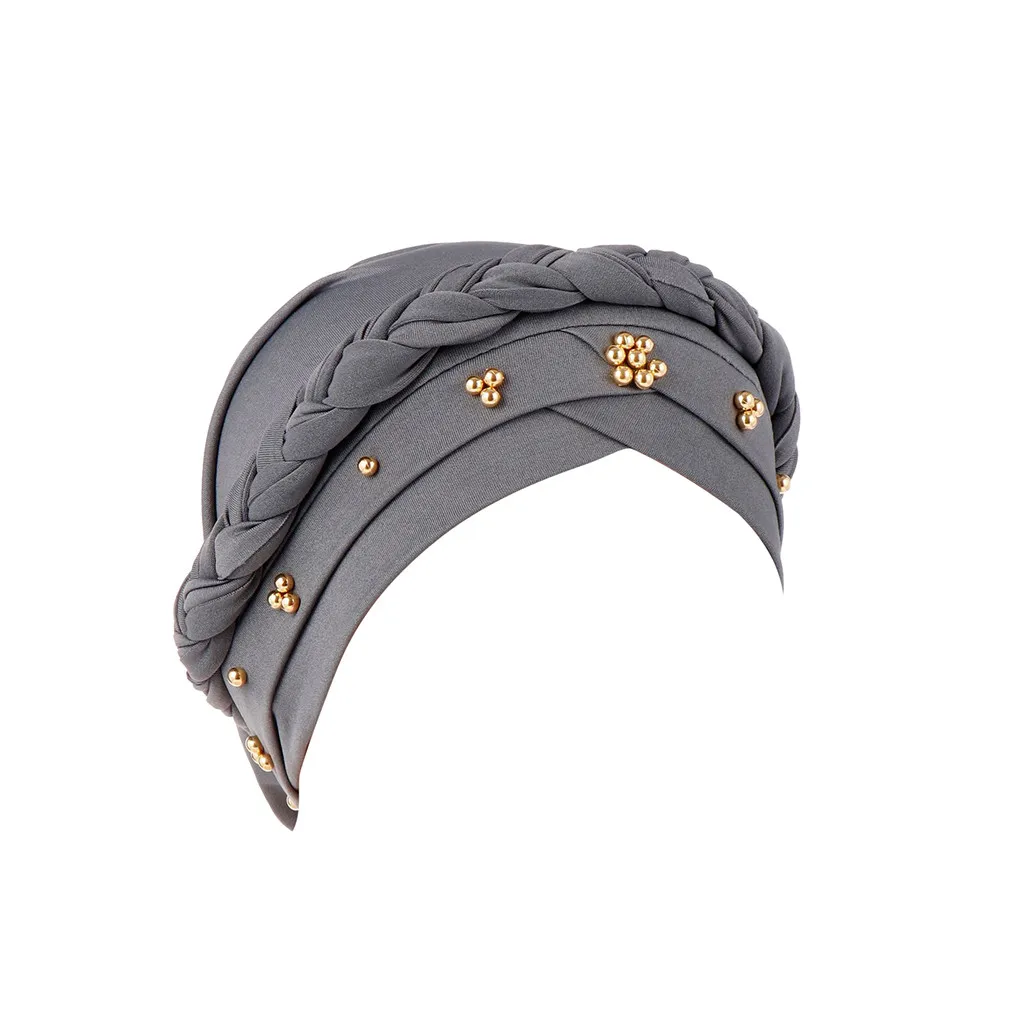 Регулируемые шапочки s для взрослых женщин с бисером Повседневная гофрированная полиэфирная облегающая шапочка-тюрбан Кепка Удобная капот Femme Hiver