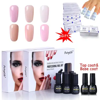 

FairyGlo 8pcs Gel Polish Polish With 50pcs Remover Wraps Manicure Set Soak Off UV LED Nail Varnish Primer 7ml Gel Polish Set
