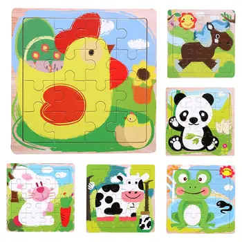 

Kids Jigsaw Puzzle Board Toy Wooden Colorful Insect Animal Jigsaw Puzzles Board Kids Intellectual Toy 15x15cm For 1-3 Years