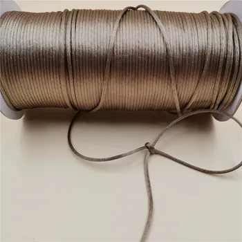 

2mm X 20m Lt Chocolate Color Rattail Satin Cord Chinese Knot Braided String Jewelry Findings Beading Rope R814
