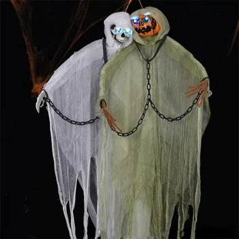 

Halloween Hanging Ghost Big Size Pumpink Monster Haunted House Tricky Props Hanging Demon Thriller Glowing Eyes Horror Voice
