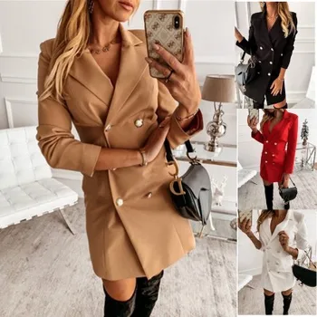 

Women Autumn Spring Long Sleeve Thin Double Breasted Blazers Ladies Solid Slim Blazer Outerwear Jackets