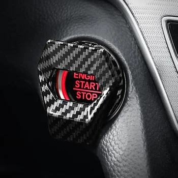 

Start Stop Push Button Switch cover decoration Trim Carbon Fiber Parts 1pcs