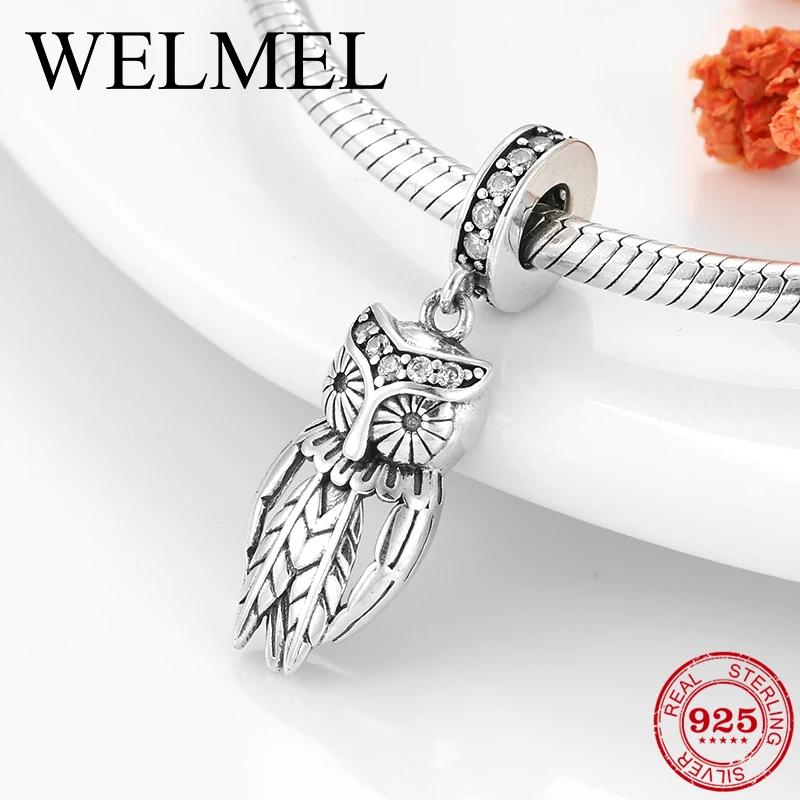 

Authentic 925 Sterling Silver Creative ladylike Owl shape charm beads Fit Original Bracelet Pandora Jewelry making