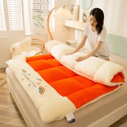 Colchón de felpa naranja plegable y cómodo, Colchón grande de espuma suave de franela a la moda, muebles de dormitorio, colchón para Tatami