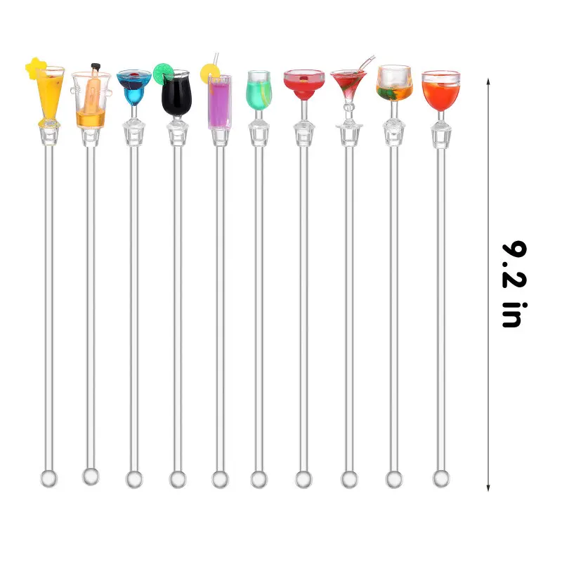 Cocktail Shaker Cocktail Stirrers 10Pcs 23cm Cute Cocktail Drink Mixer Bar Stirring Mixing Stick With Colorful Puddler Muddler Ladle Stirrer Miniature Accessories